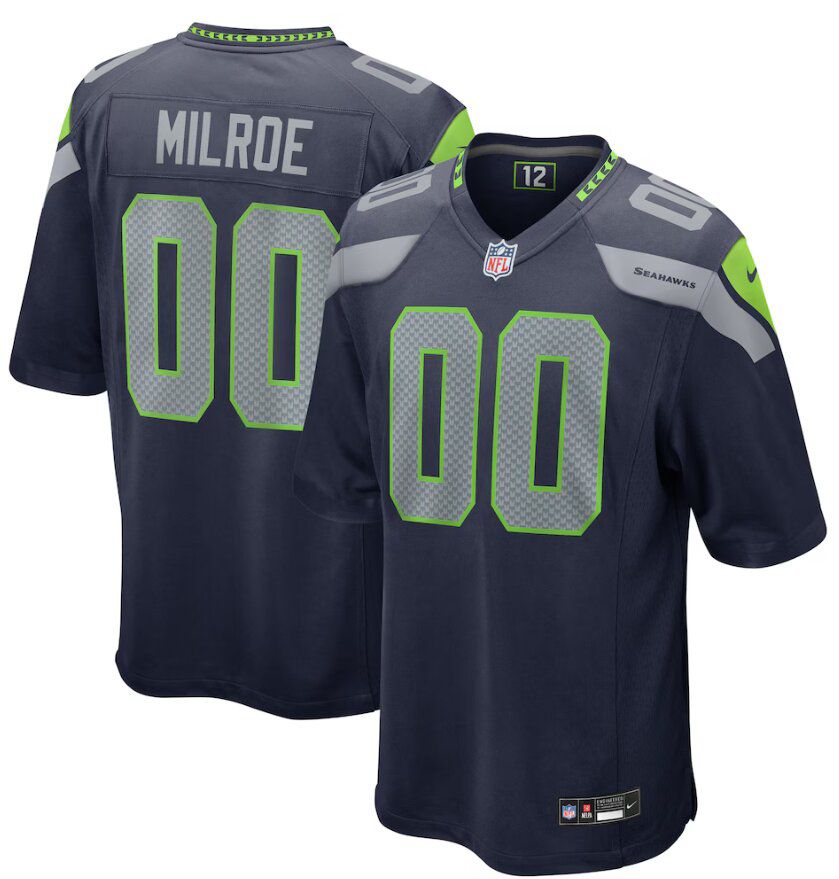 Men Seattle Seahawks #00 Jalen Milroe College Navy blue Nike 2025 NFL Draft Game Jersey
